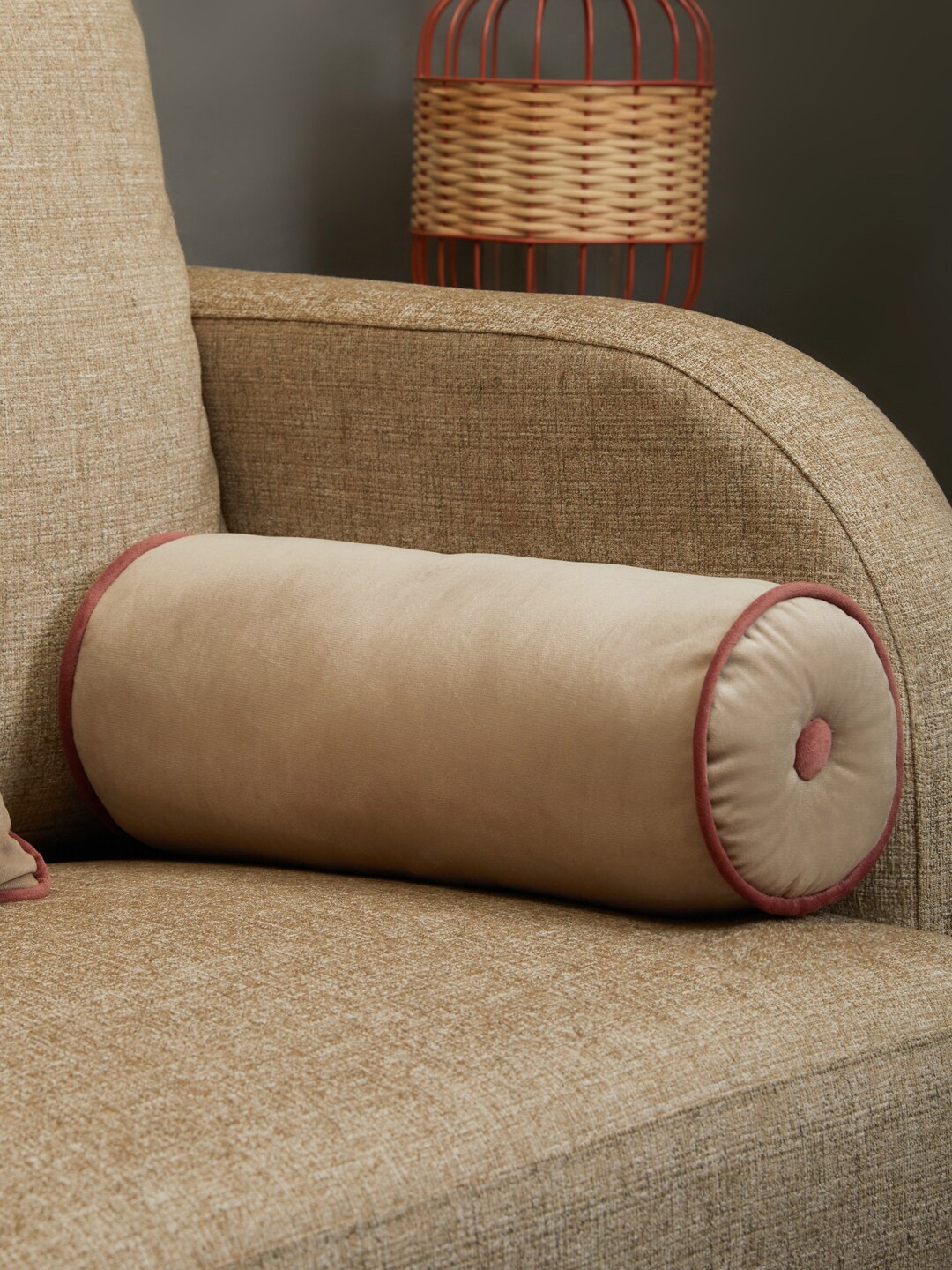 

HomeTown Beige Solid Reversible Bolster