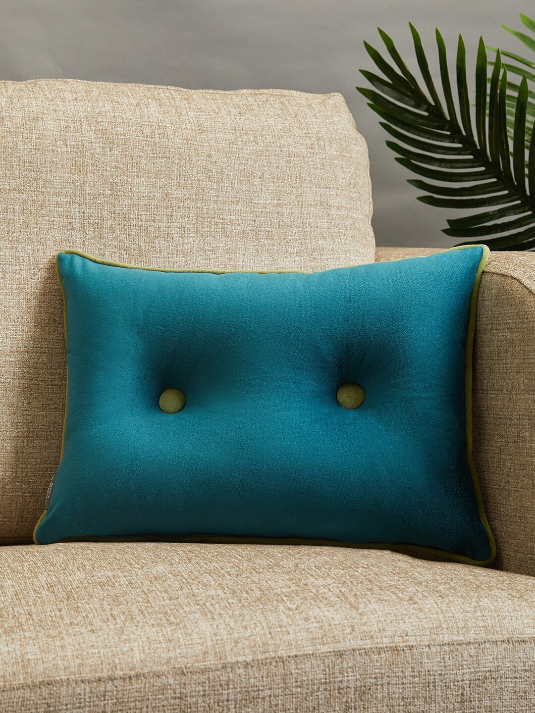 

HomeTown Teal-Blue Solid Velvet Reversible Cushion