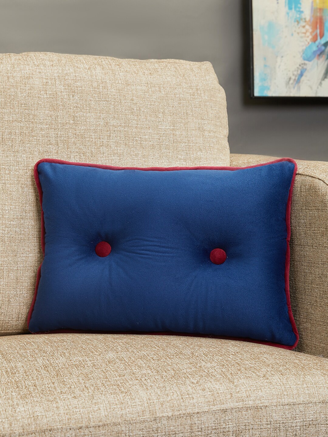

HomeTown Navy Blue Solid Velvet Reversible Cushions