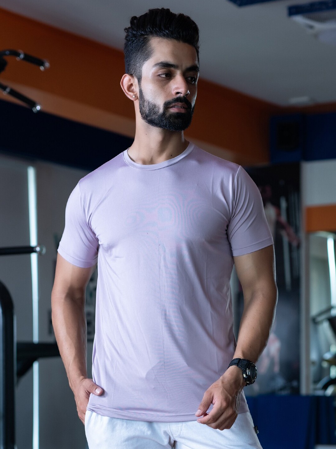 

Tistabene Men Lavender Solid T-shirt