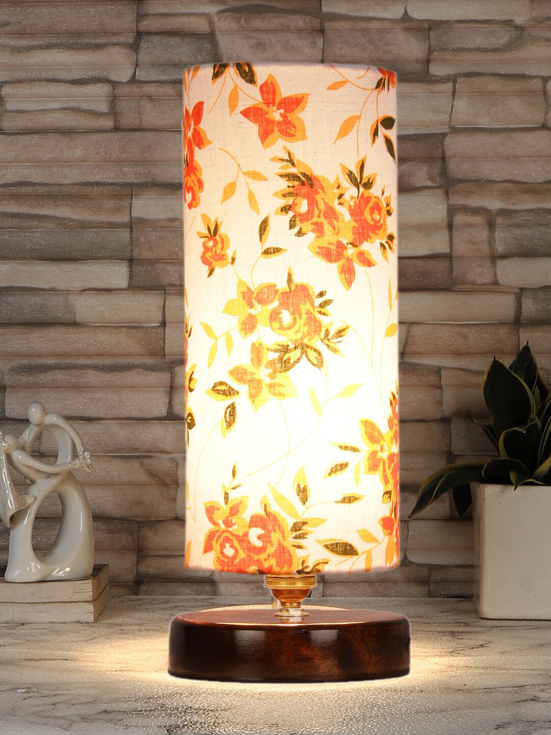 

Devansh Yellow & Brown Printed Bedside Standard Table Lamp, Multi
