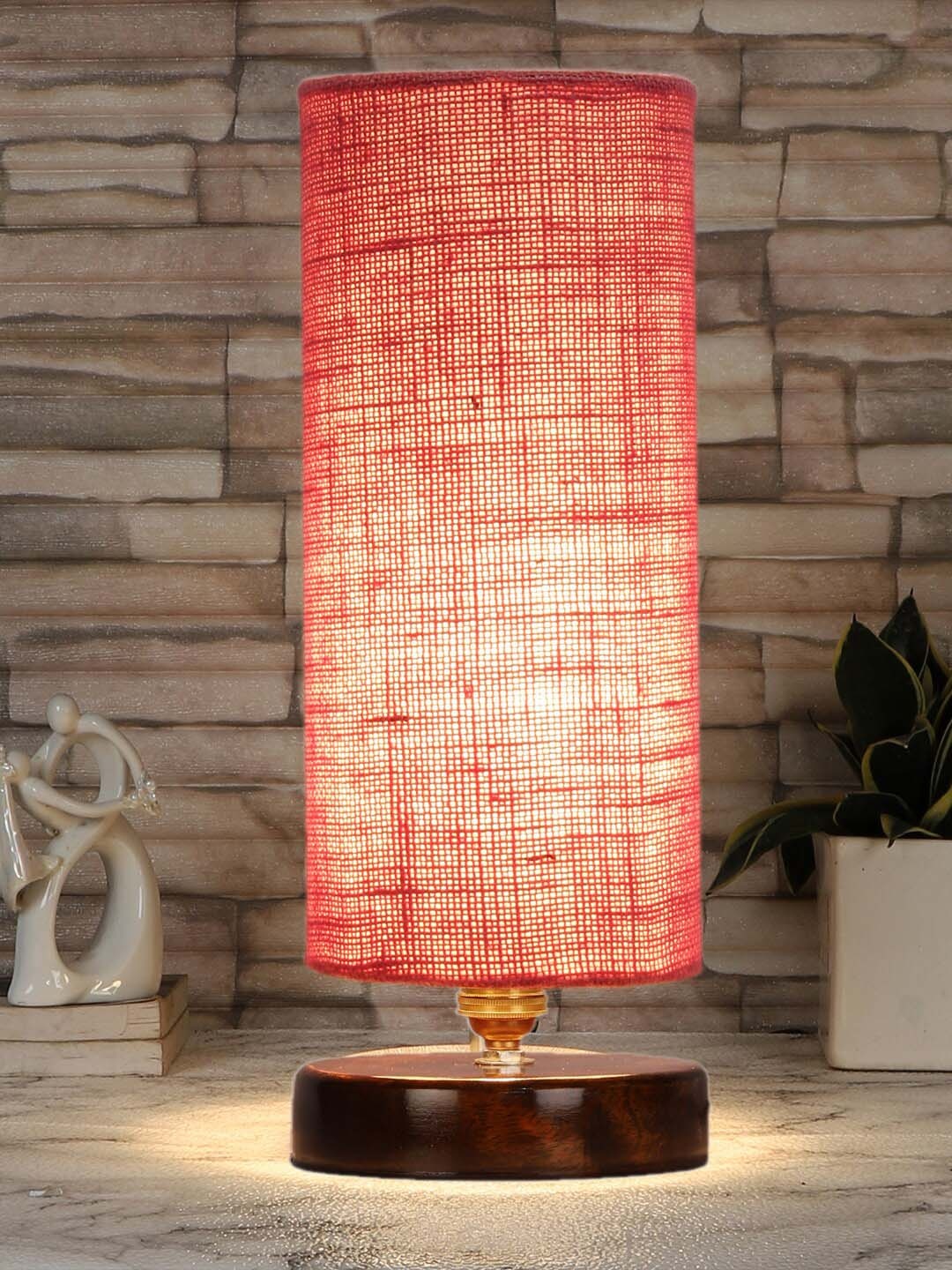 

Devansh Pink & Brown Textured Table Lamp With Shade