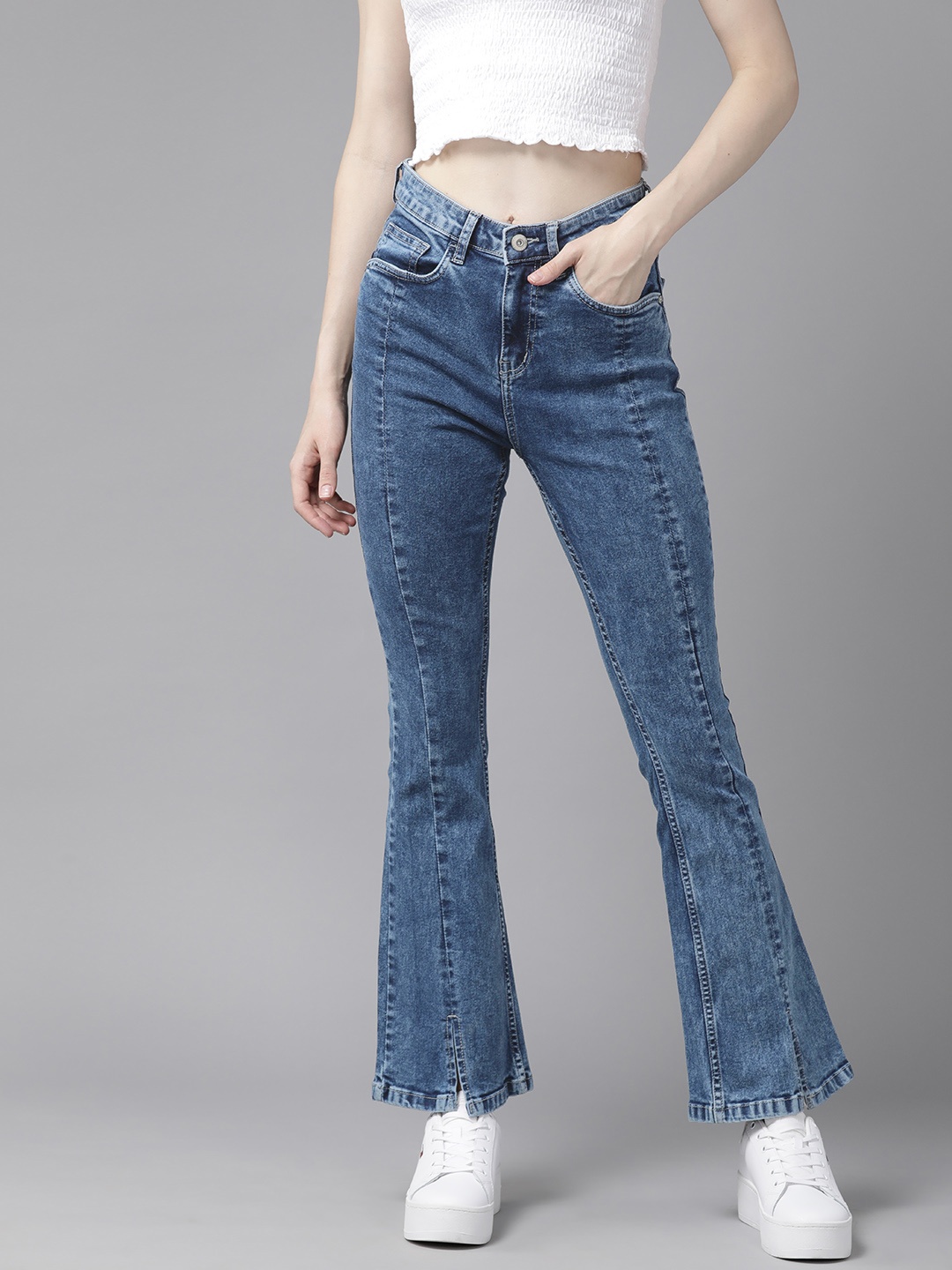 

The Roadster Lifestyle Co. Women High-Rise Bootcut Fit Stretchable Jeans, Blue
