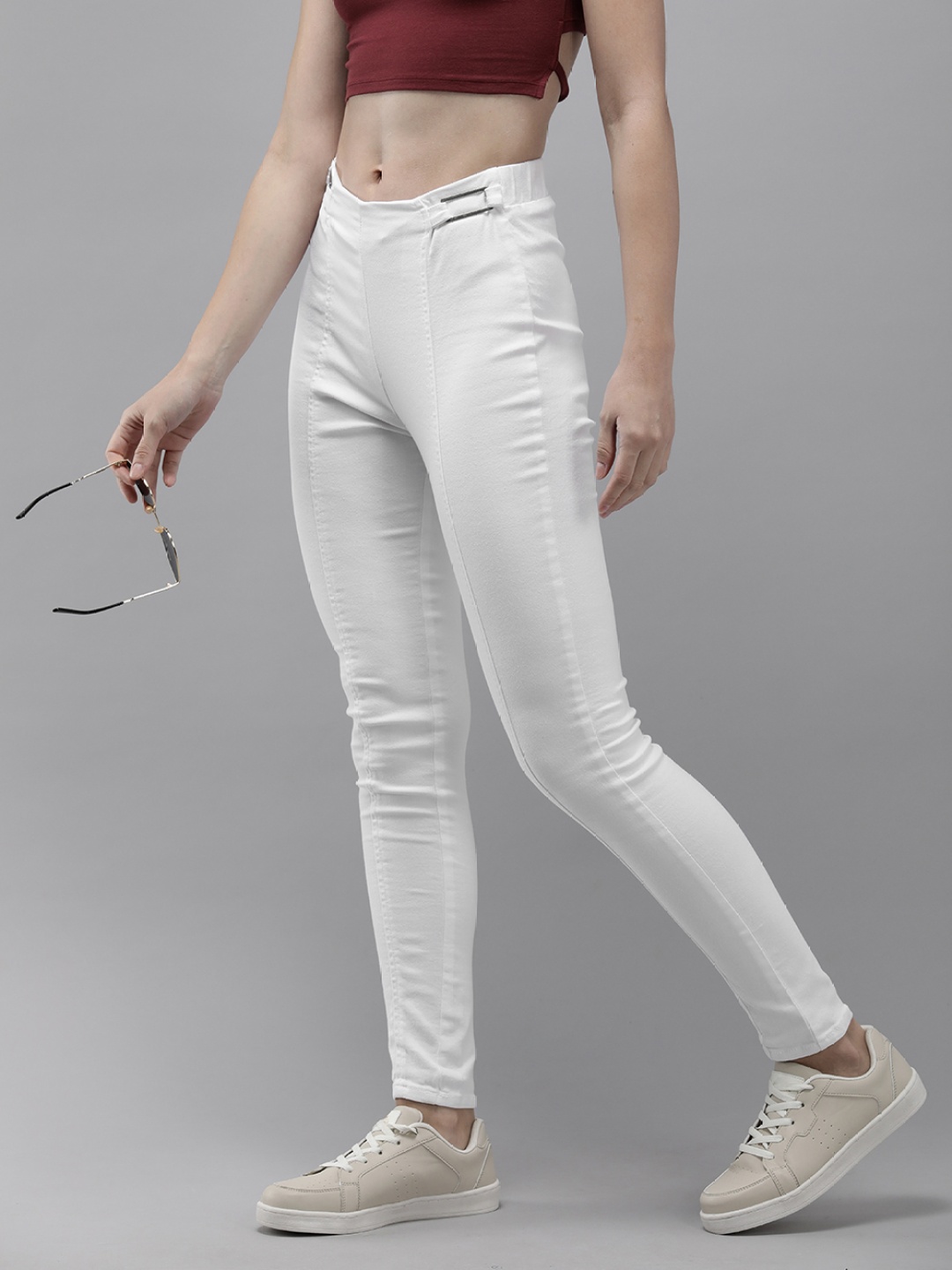 

The Roadster Life Co. Women High Rise Super Skinny Denim Jeggings, White