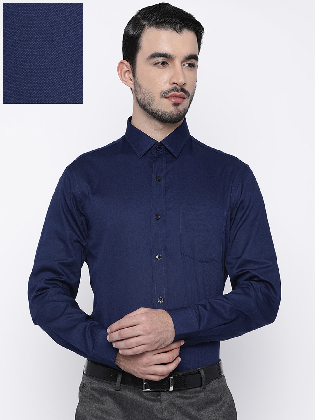 

Arrow Men Navy Blue Slim Fit Self-Design Formal Shirt