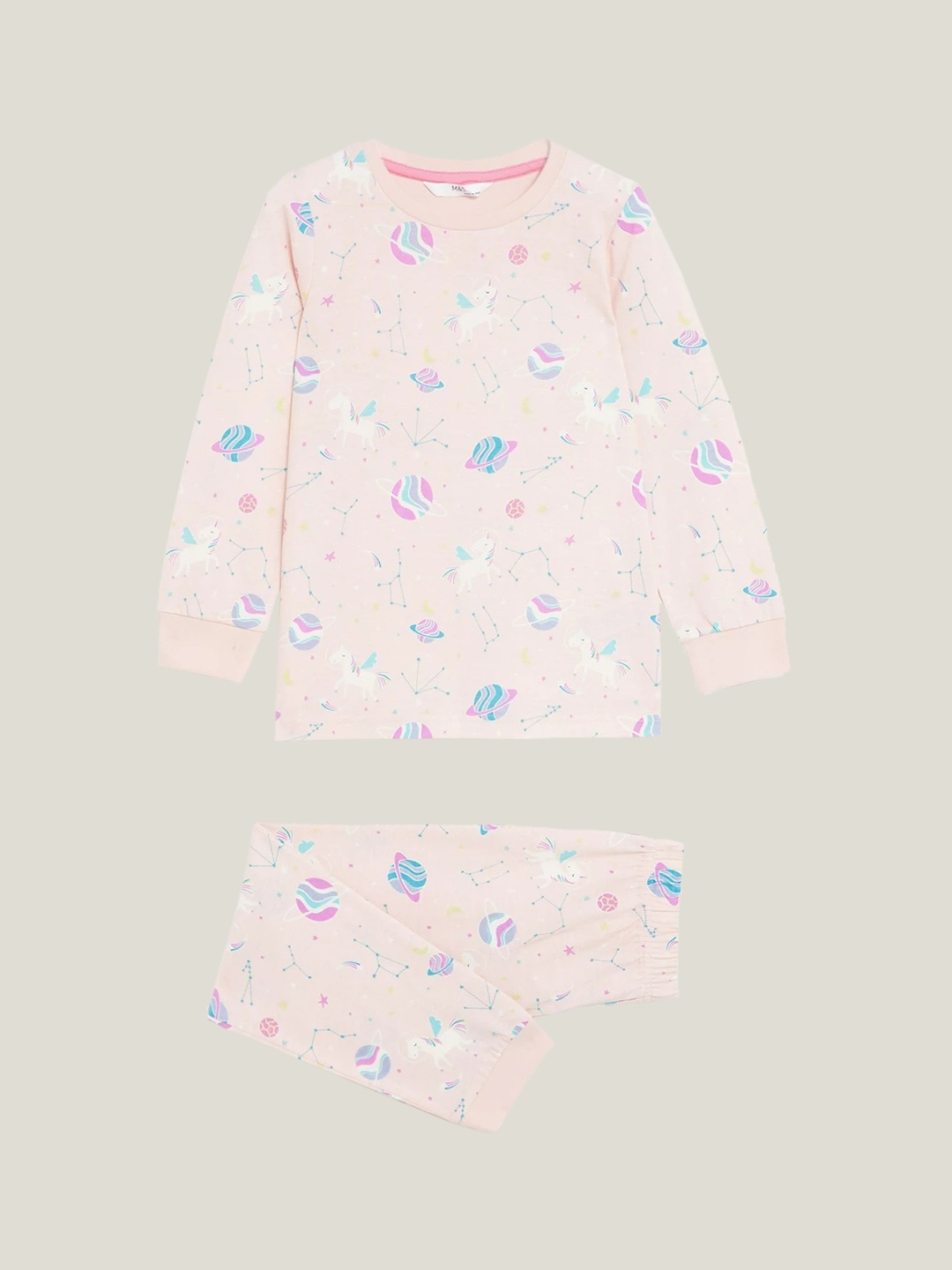 

Marks & Spencer Girls Pink & Blue Printed Cotton Night suit