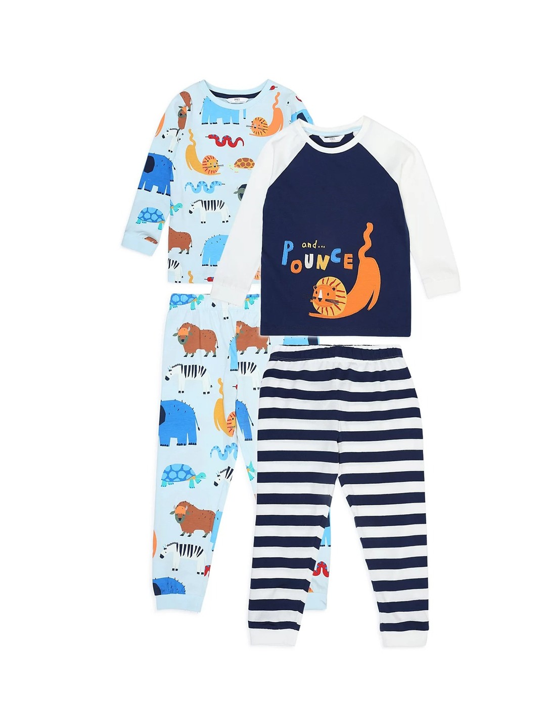 

Marks & Spencer Boys Set of 2 White & Blue Printed Pure Cotton Night suit