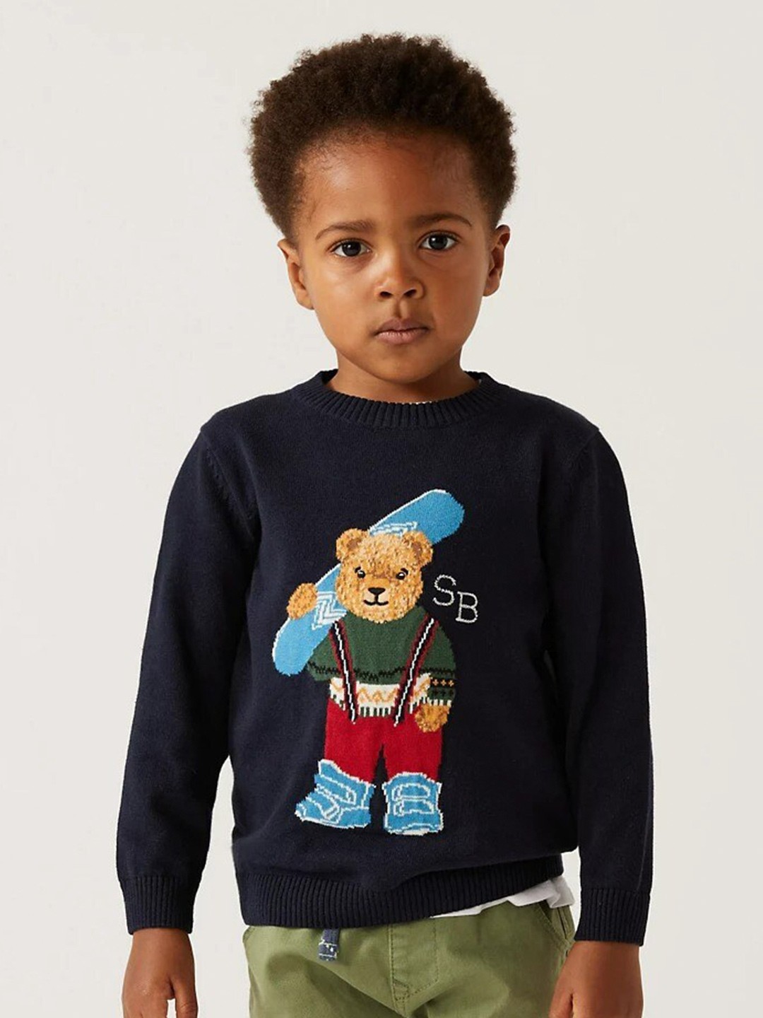 

Marks & Spencer Boys Navy Blue Printed Cotton Sweatshirt