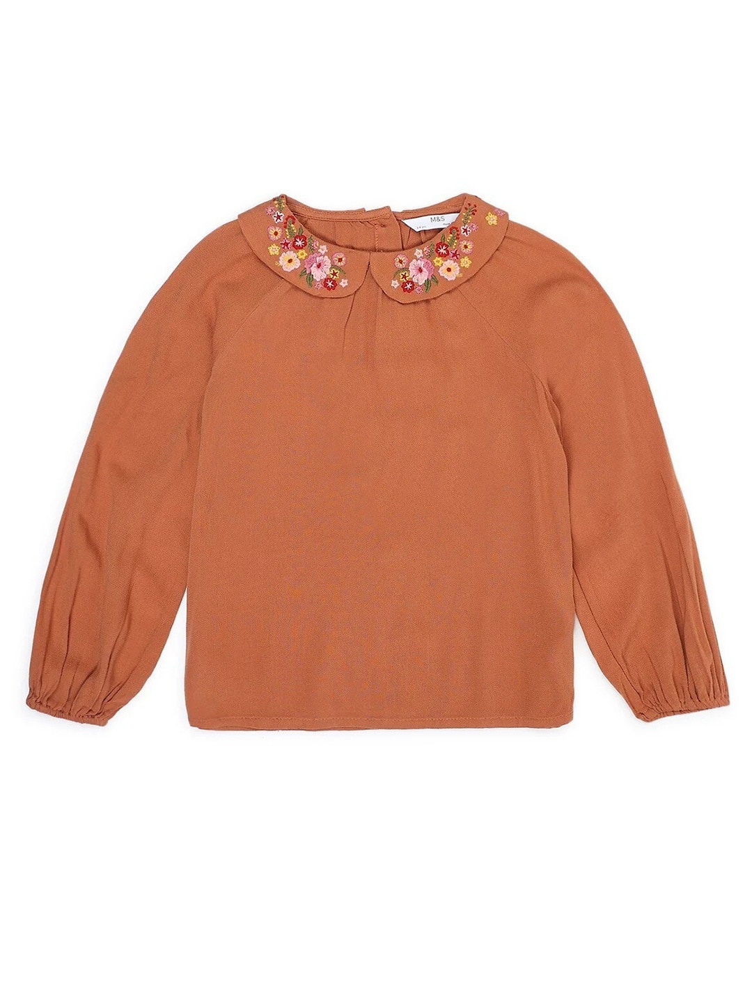 

Marks & Spencer Girls Peach-Coloured Embroidered Detail Top