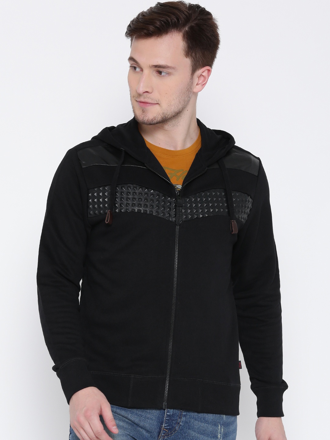 

Ed Hardy Men Black Solid Hooded Sweatshirt