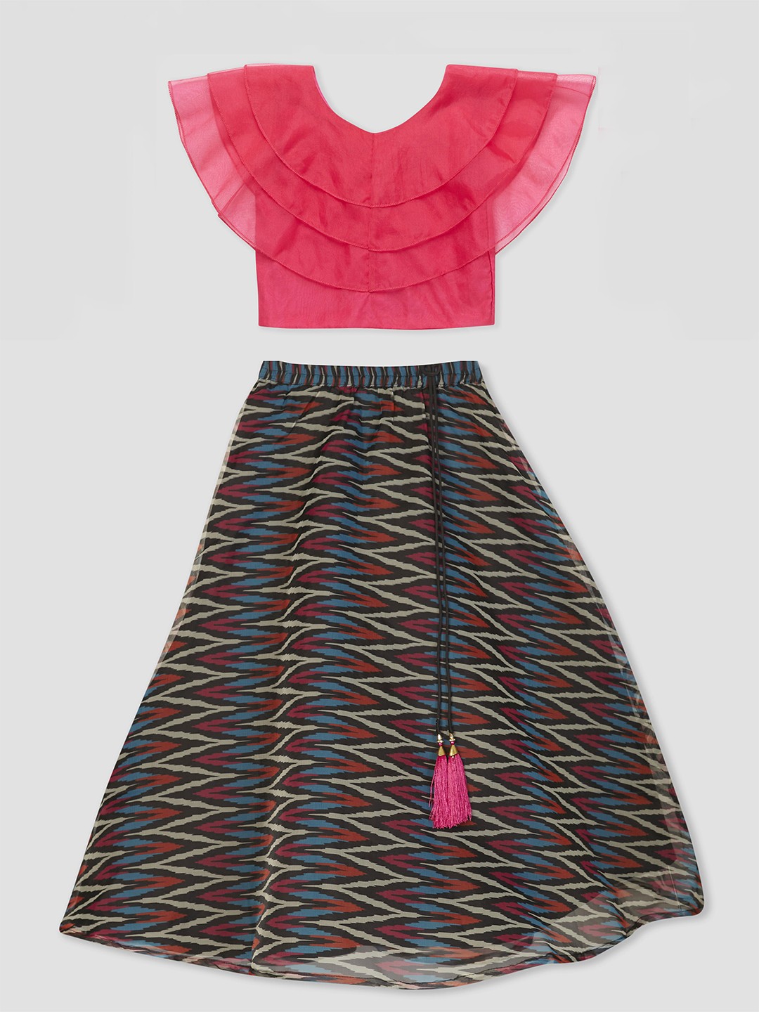 

Ethnicity Girls Pink & Black Ready to Wear Lehenga Choli