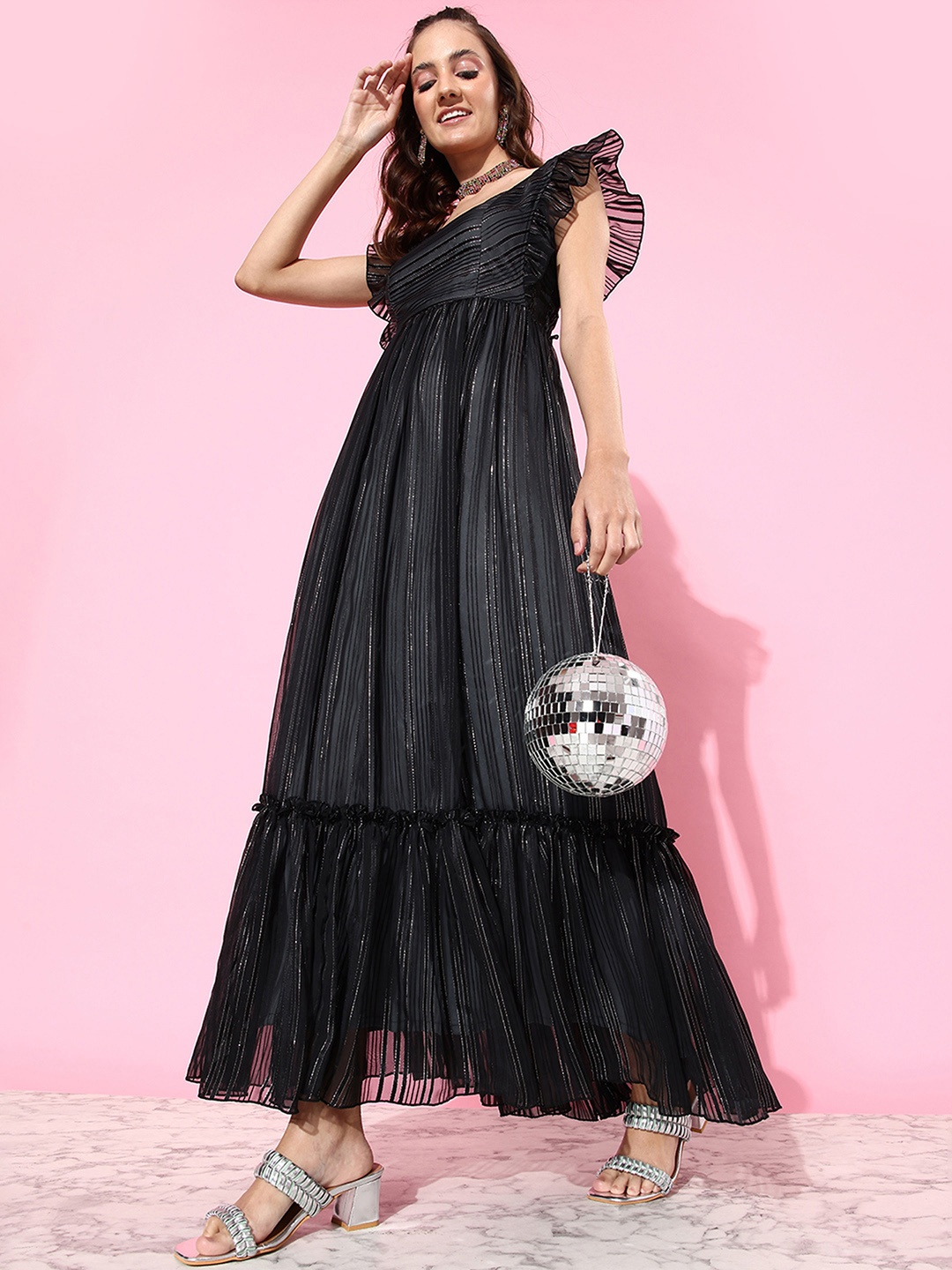 

Miss Chase Black Georgette Maxi Dress