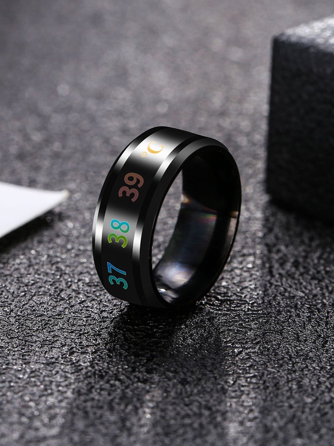 Fashion Frill Black Silver-Plated Stainless Steel Finger Ring
