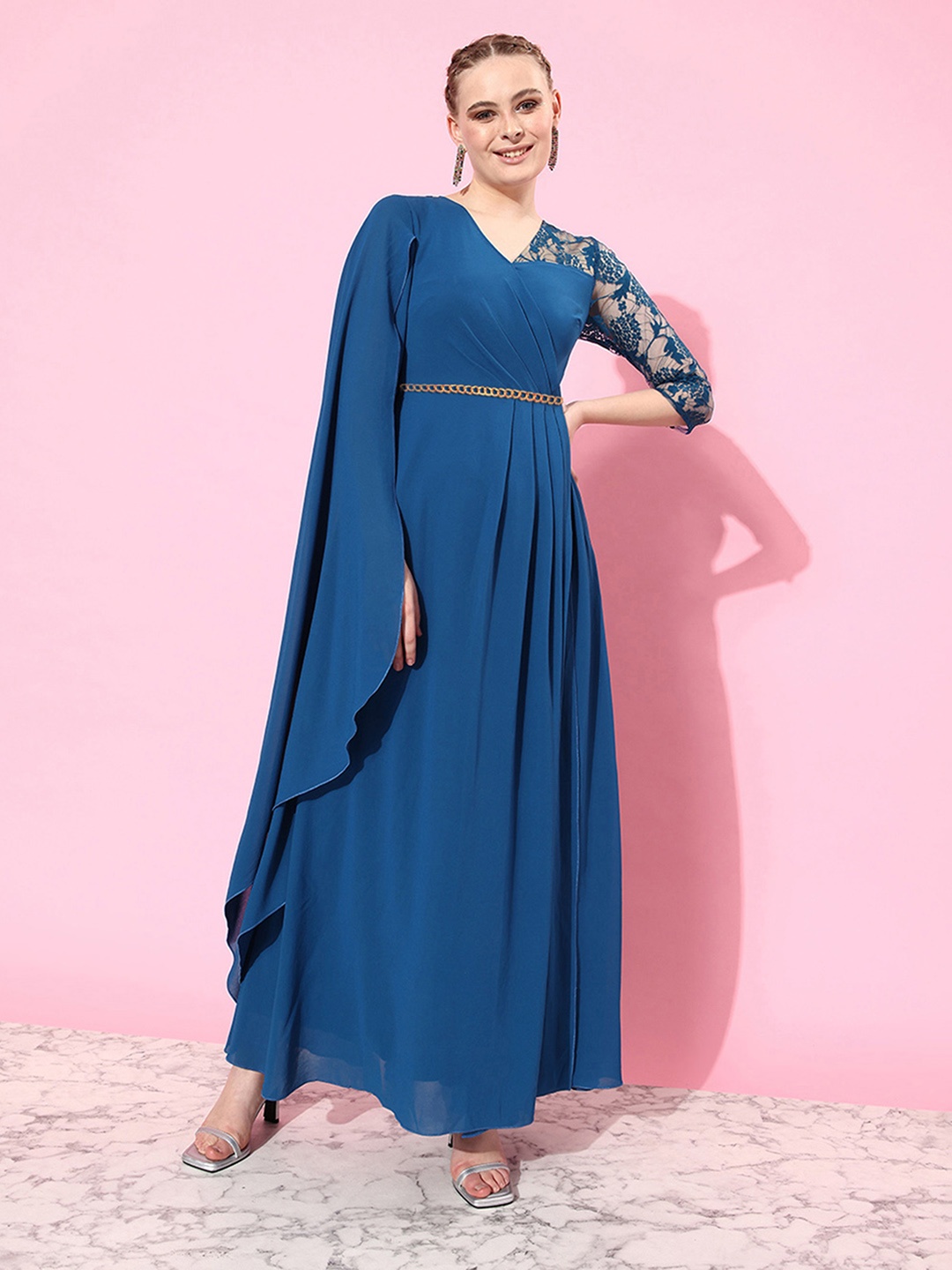 

Miss Chase Embellished Georgette Maxi Wrap Dress, Blue