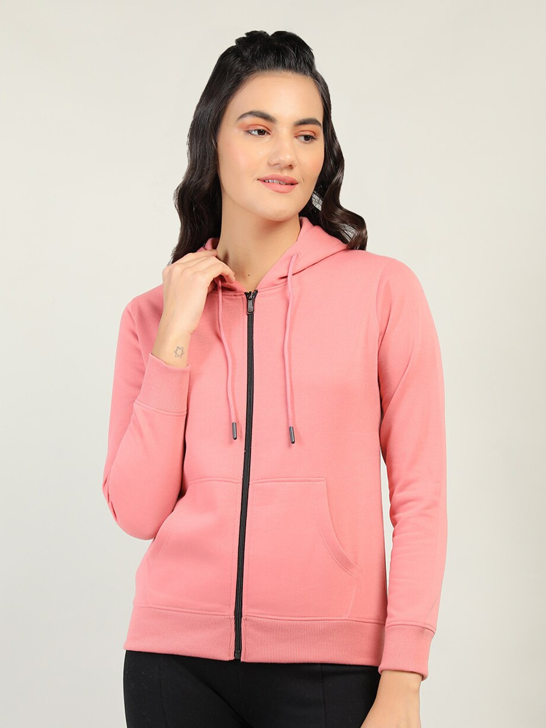

Plagg Front-Open Hooded Sweatshirt, Pink