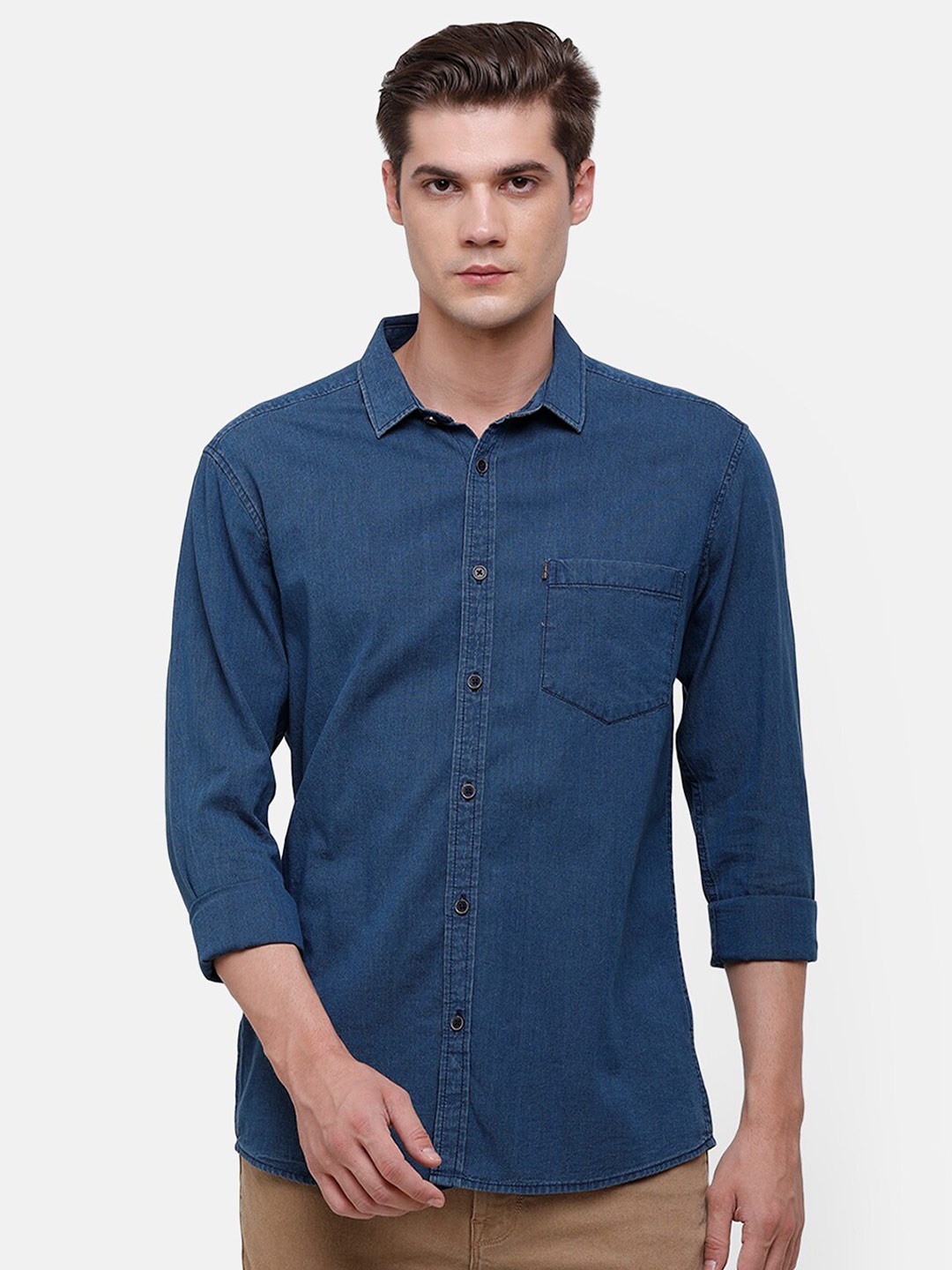 

Voi Jeans Men Blue Slim Fit Cotton Casual Shirt