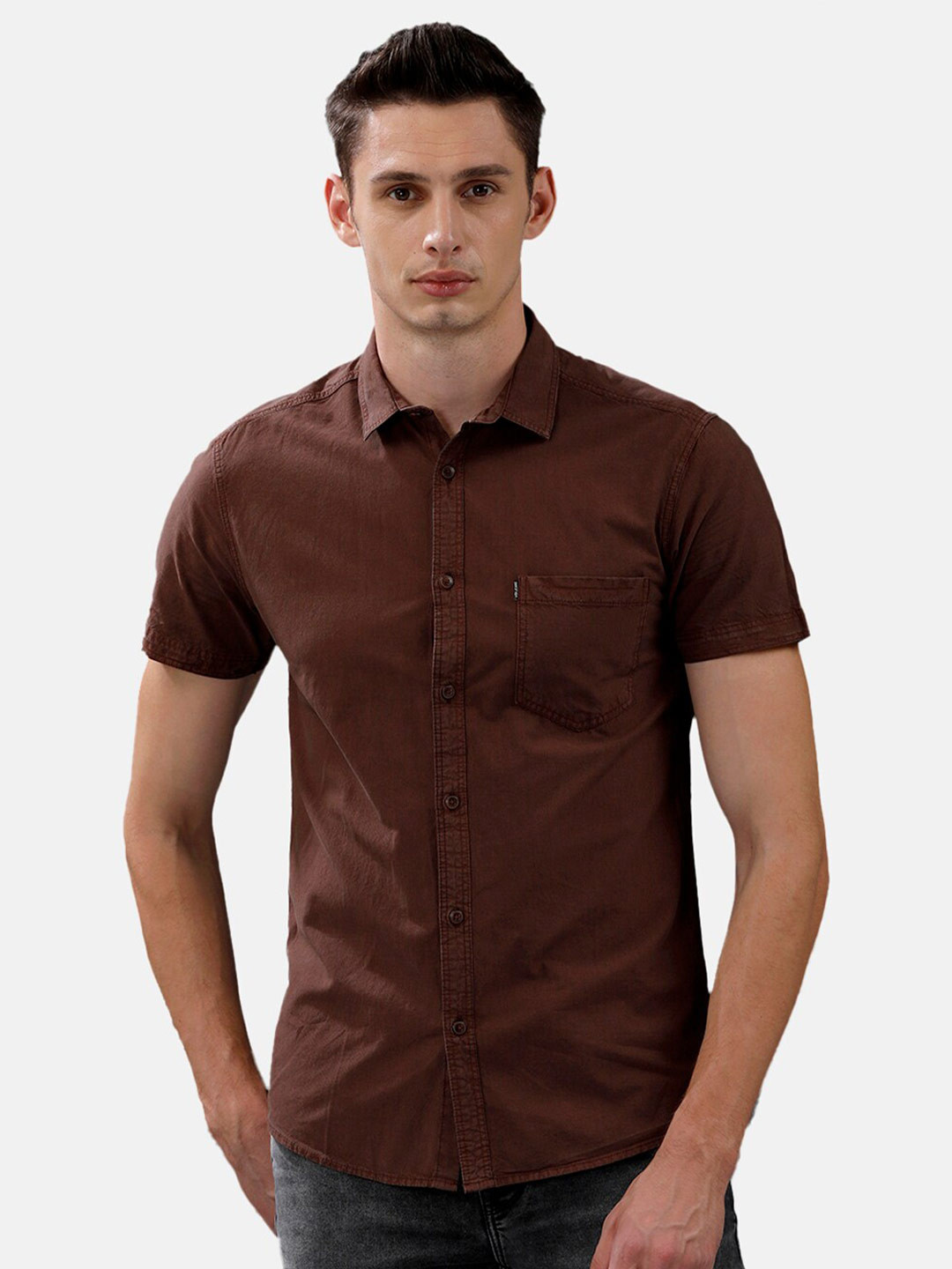 

Voi Jeans Men Brown Slim Fit Cotton Casual Shirt