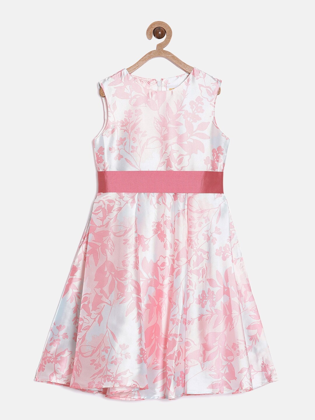 

Aomi Girls Pink & Off White Floral Printed A-Line Dress