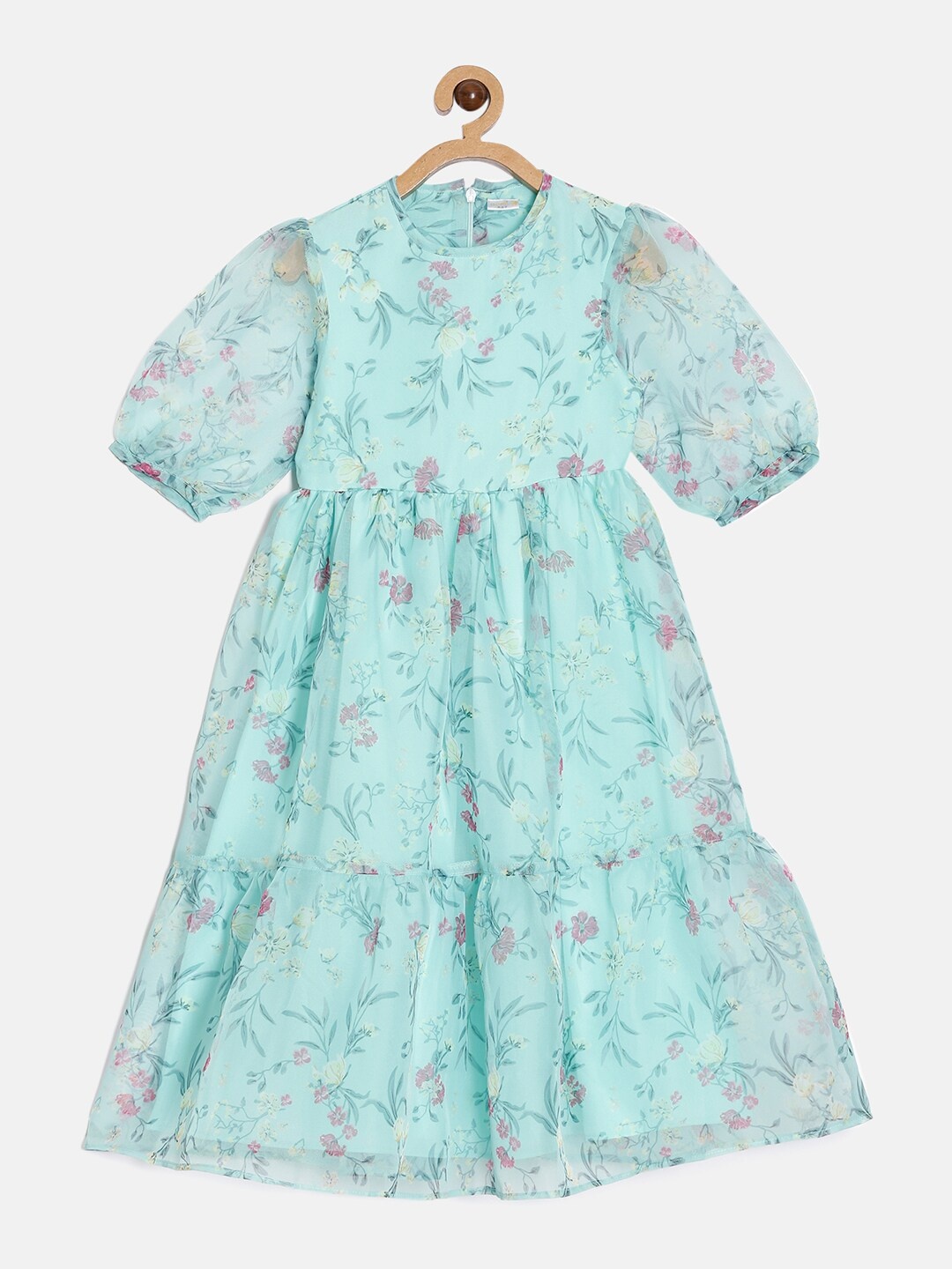 

Aomi Girls Green Floral Printed Fit & Flare Dress