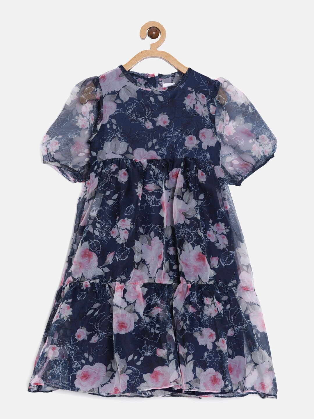 

Aomi Girls Blue Floral Printed Fit & Flare Dress