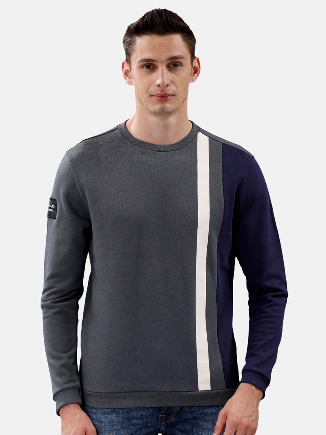 

Voi Jeans Colourblocked Round Neck Cotton Sweatshirt, Grey