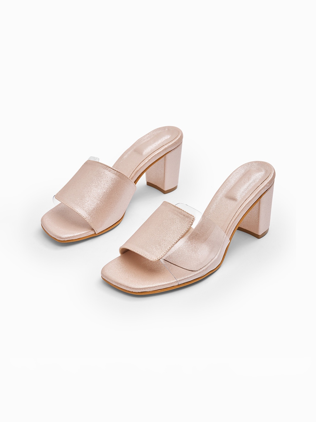 

The Label Life Women Rose Gold Toned Block Heeled Sandals