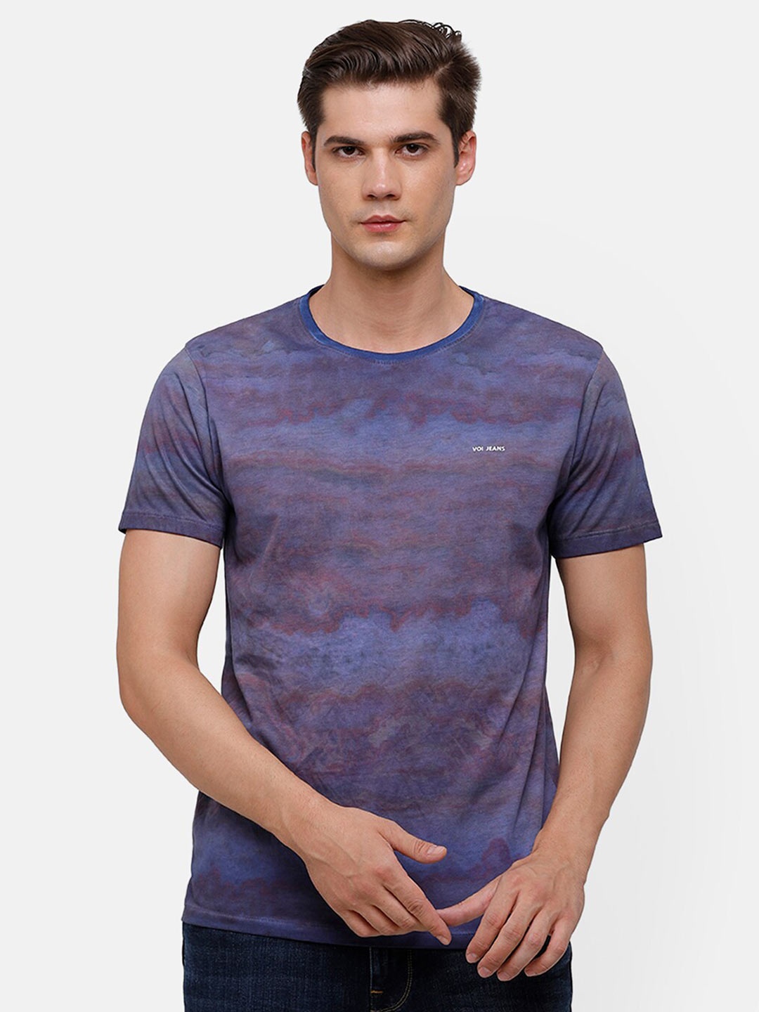 

Voi Jeans Men Purple Abstract Printed Cotton T-shirt