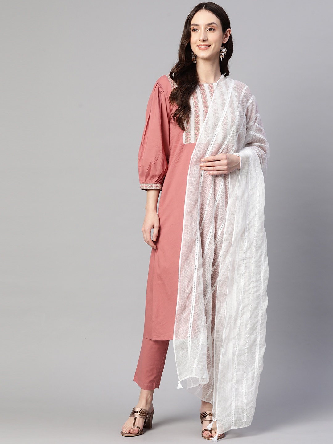 

akheri Embroidered Pure Cotton Chikankari Dupatta, White
