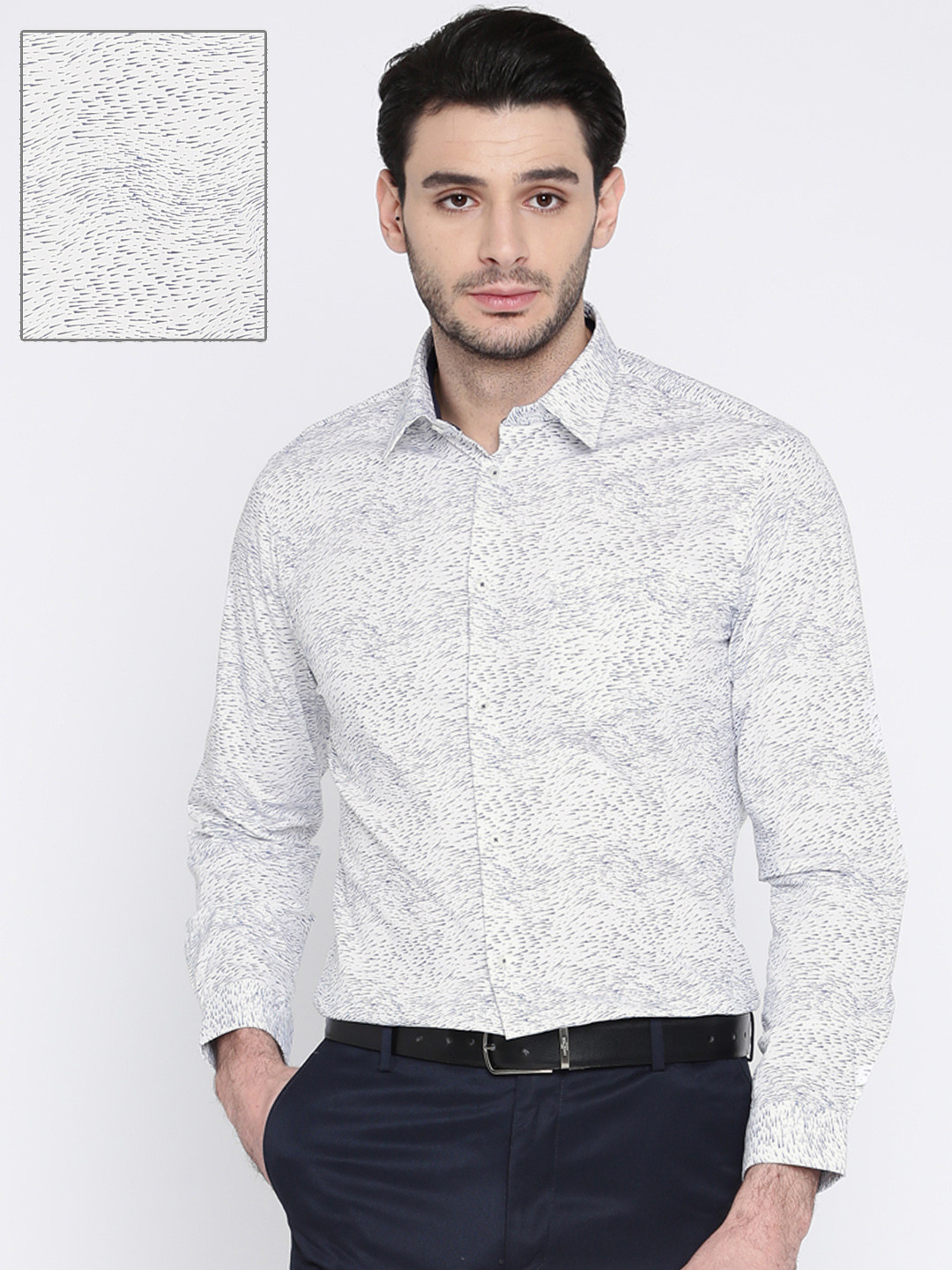 

Arrow New York Men White & Blue Regular Fit Printed Formal Shirt