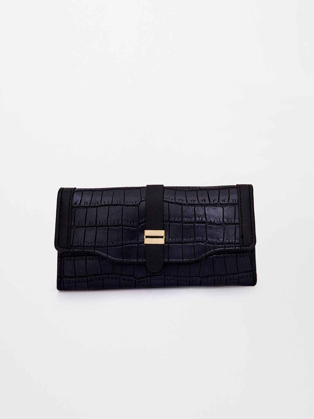 

Global Desi Black Textured PU Structured Handheld Bag