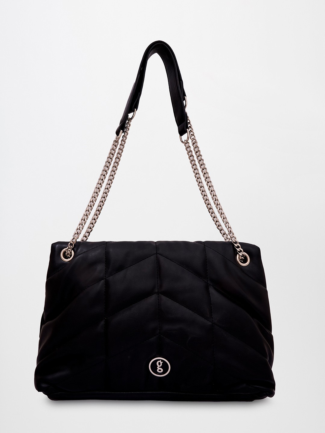 

Global Desi Black PU Structured Shoulder Bag with Quilted