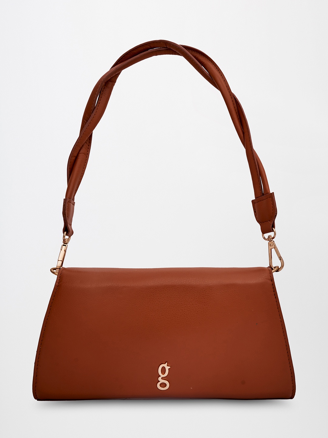 

Global Desi Tan Brown PU Structured Shoulder Bag