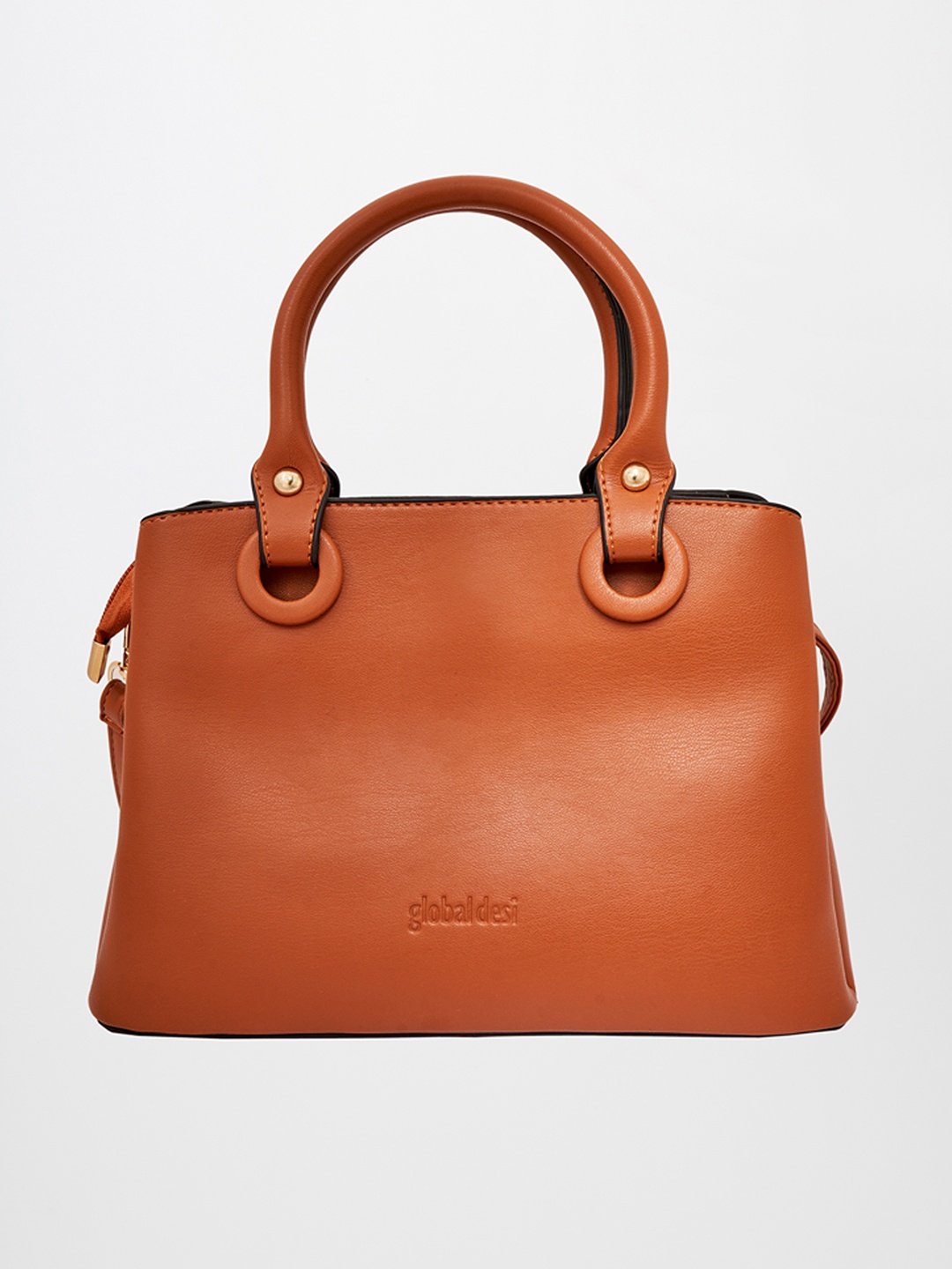 

Global Desi Tan Brown Animal Textured PU Structured Handheld Bag