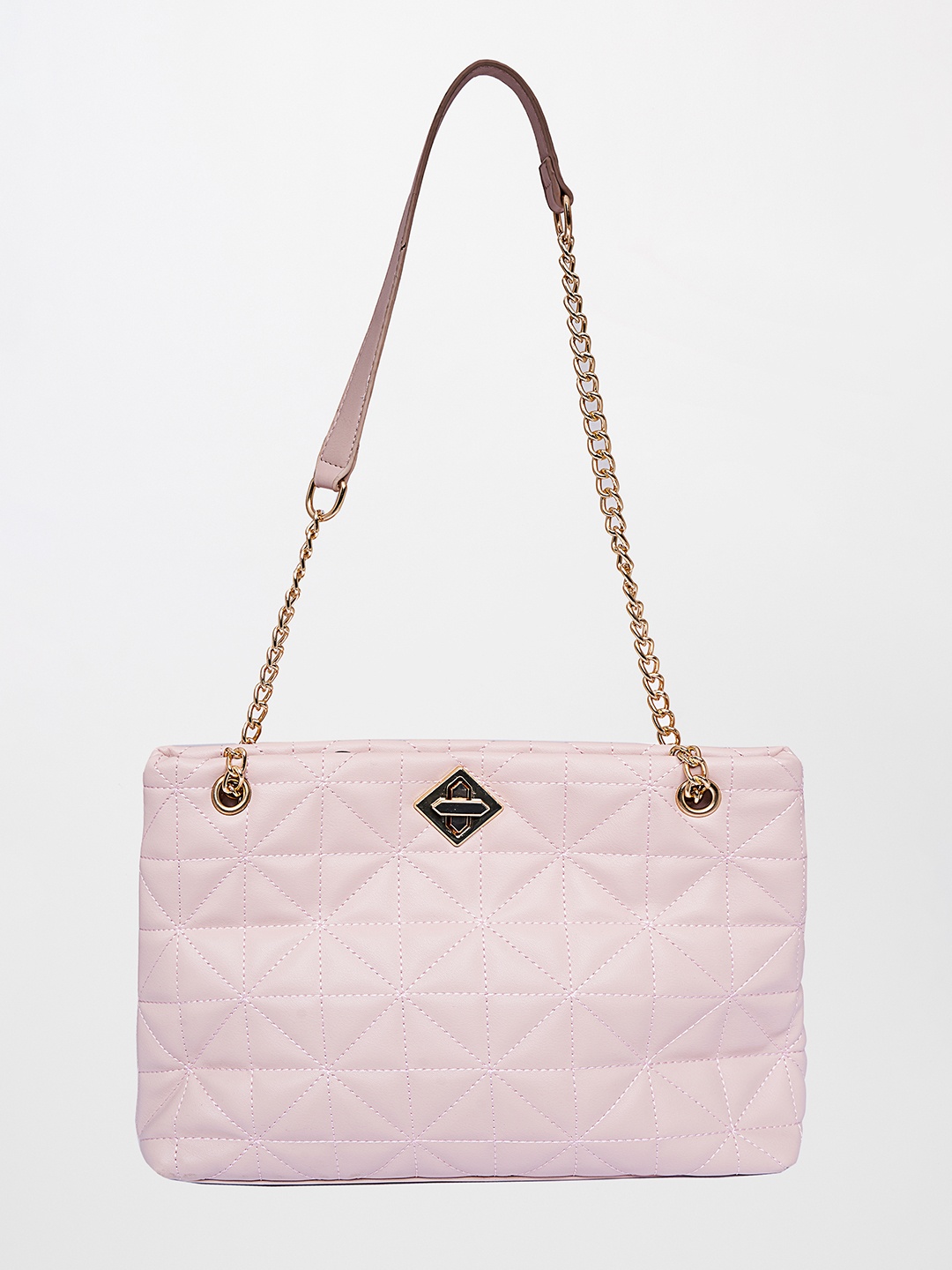 

Global Desi Pink PU Structured Sling Bag with Quilted