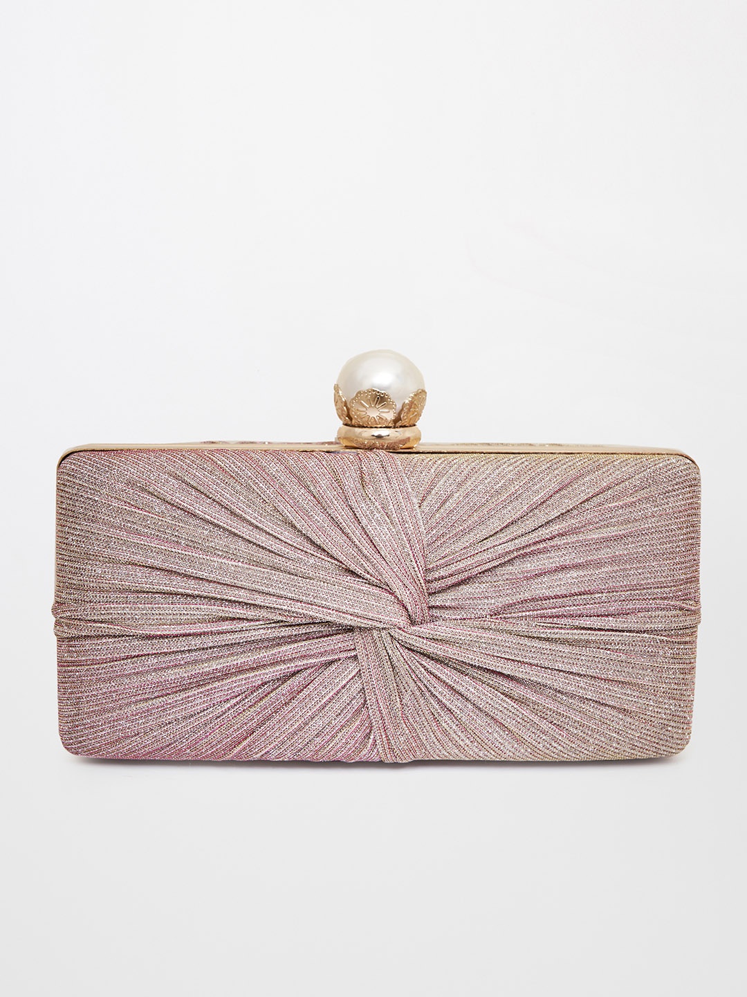 

Global Desi Rose Gold-Toned Textured Box Clutch