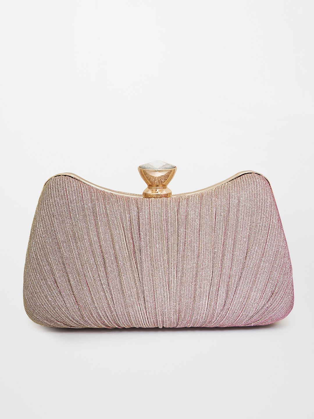 

Global Desi Gold-Toned Embellished Box Clutch