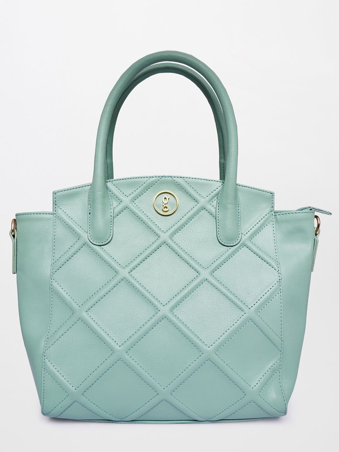 

Global Desi Sea Green Geometric Textured PU Structured Handheld Bag