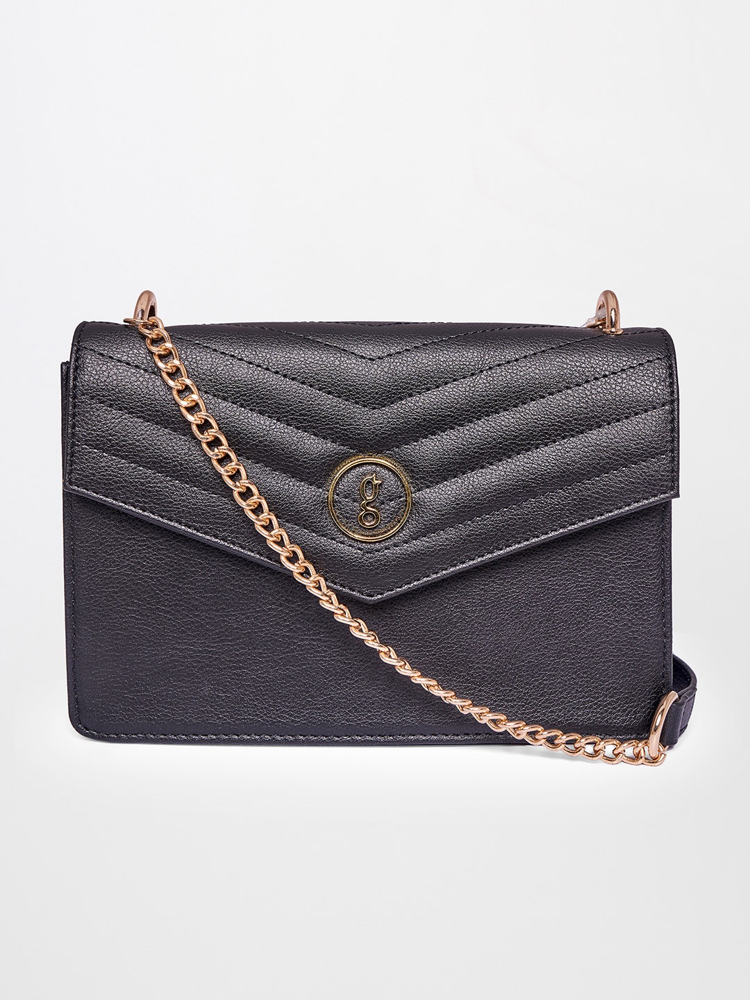 

Global Desi Black Textured Structured Handheld Bag