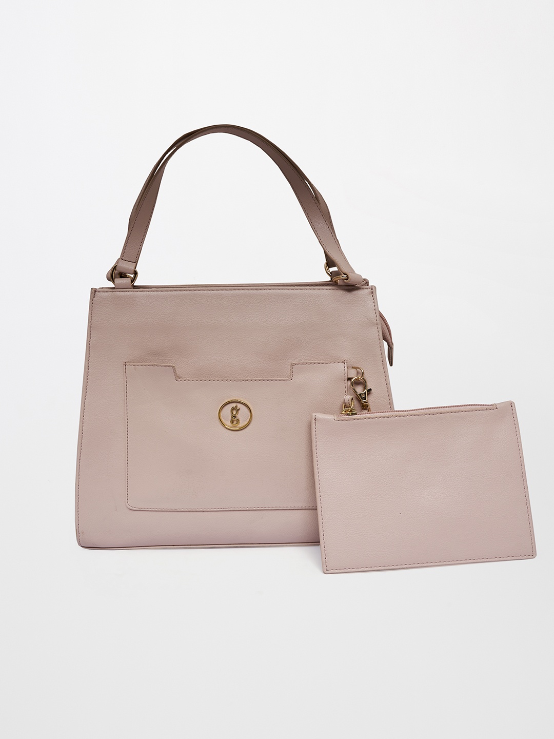 

Global Desi Nude-Coloured PU Structured Handheld Bag