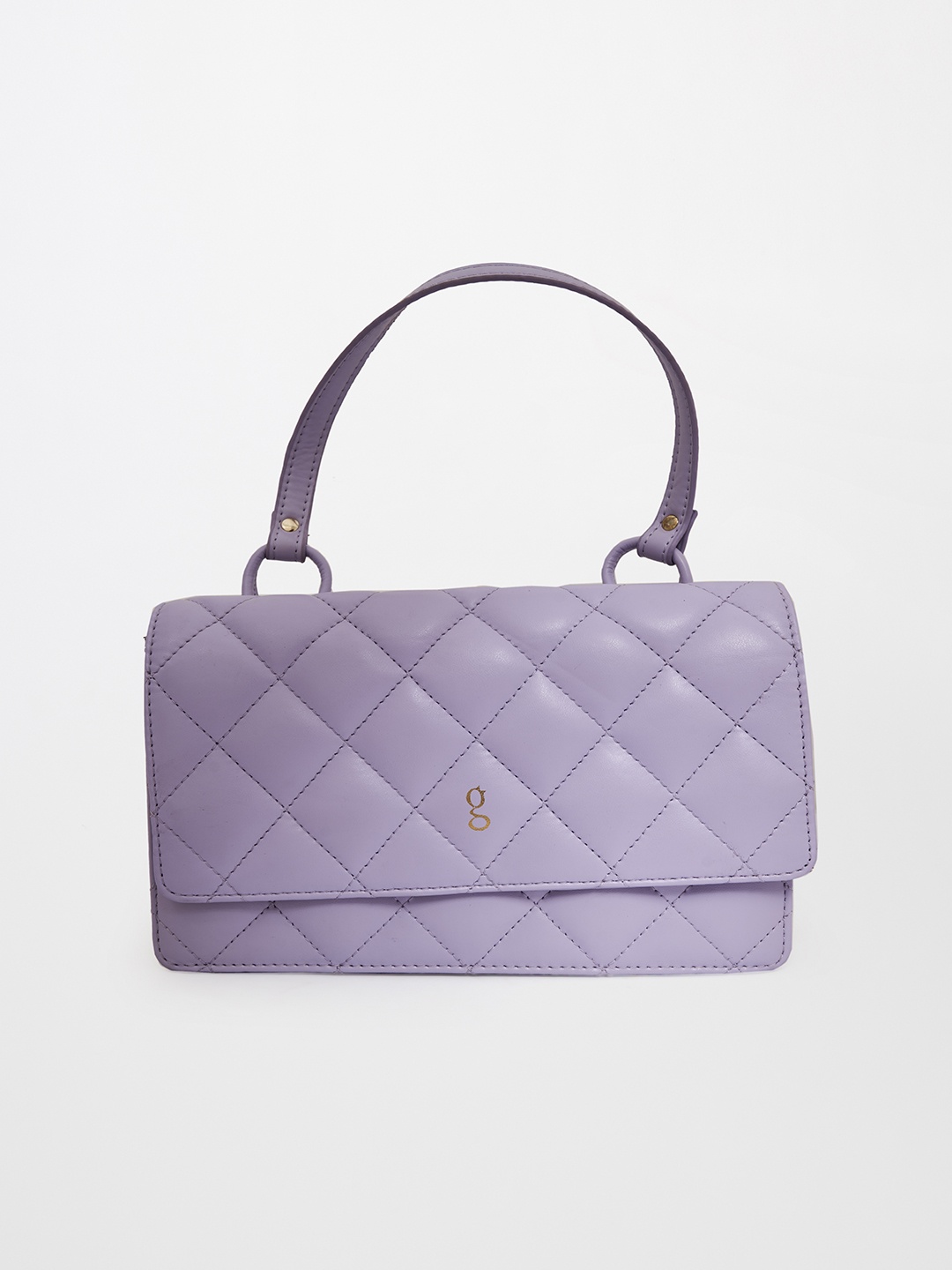 

Global Desi Purple Textured Structured Handheld Bag with Quilted