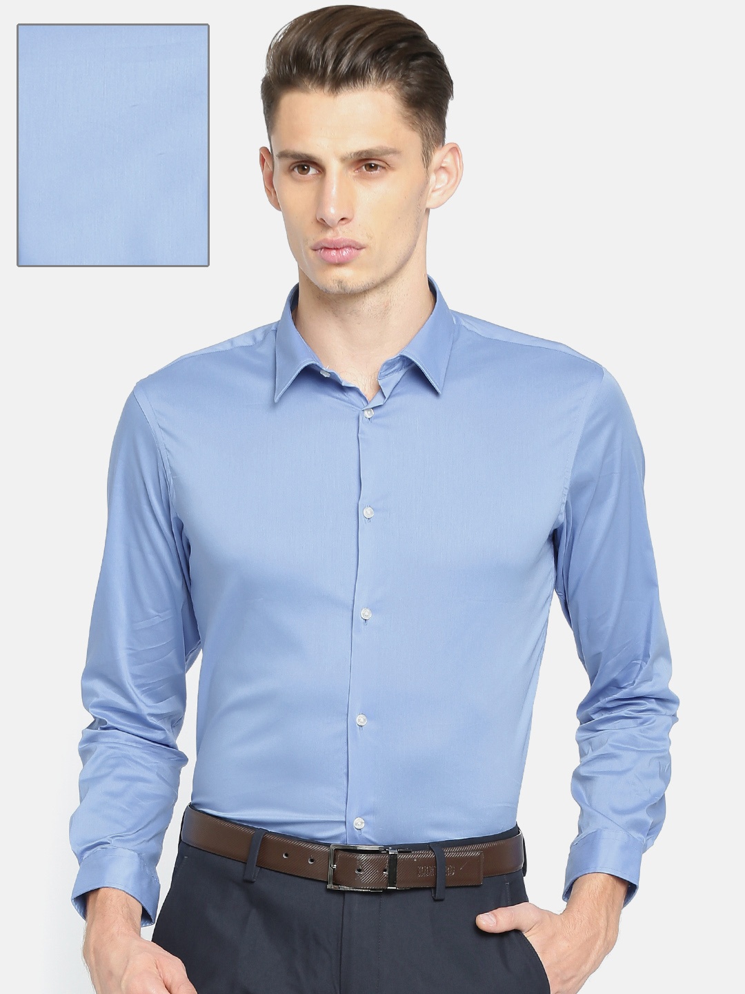 

Arrow New York Men Blue Snug Regular Fit Solid Formal Shirt