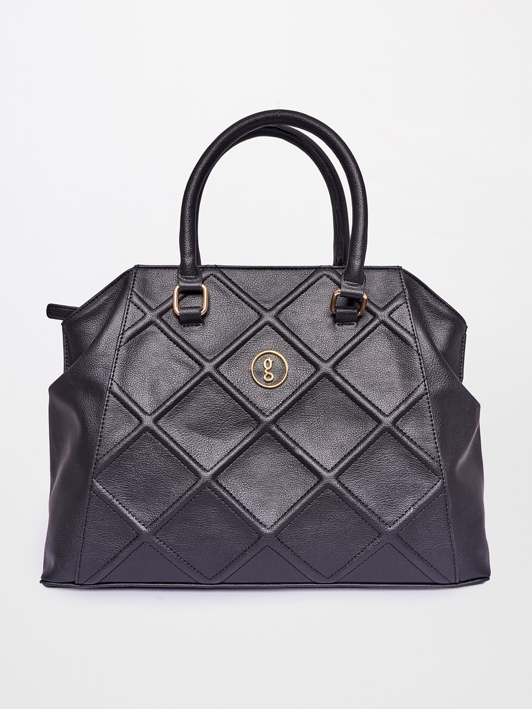 

Global Desi Black Checked Checked PU Structured Handheld Bag