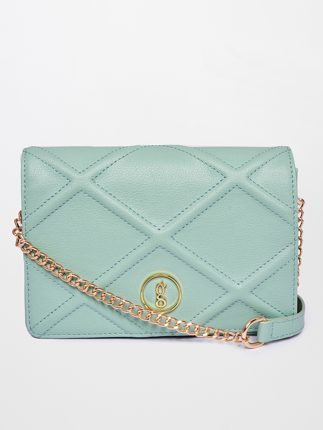 

Global Desi Sea Green Textured Structured Sling Bag