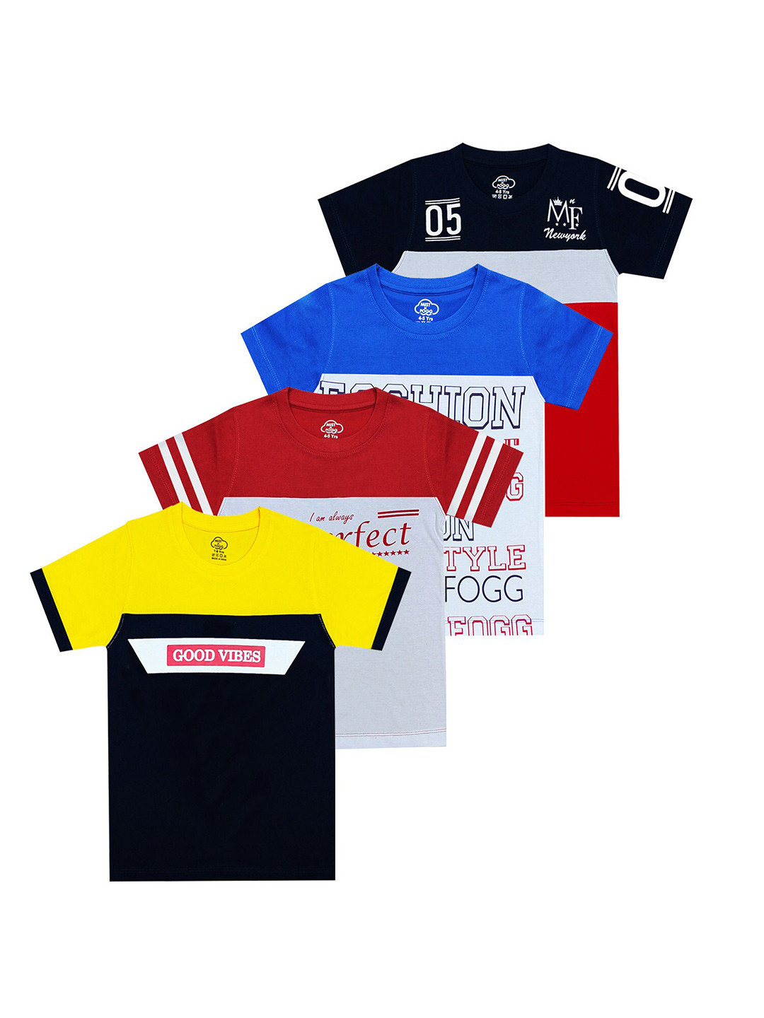 

MIST N FOGG Boys Black & Grey Typography 4 Printed Applique T-shirt