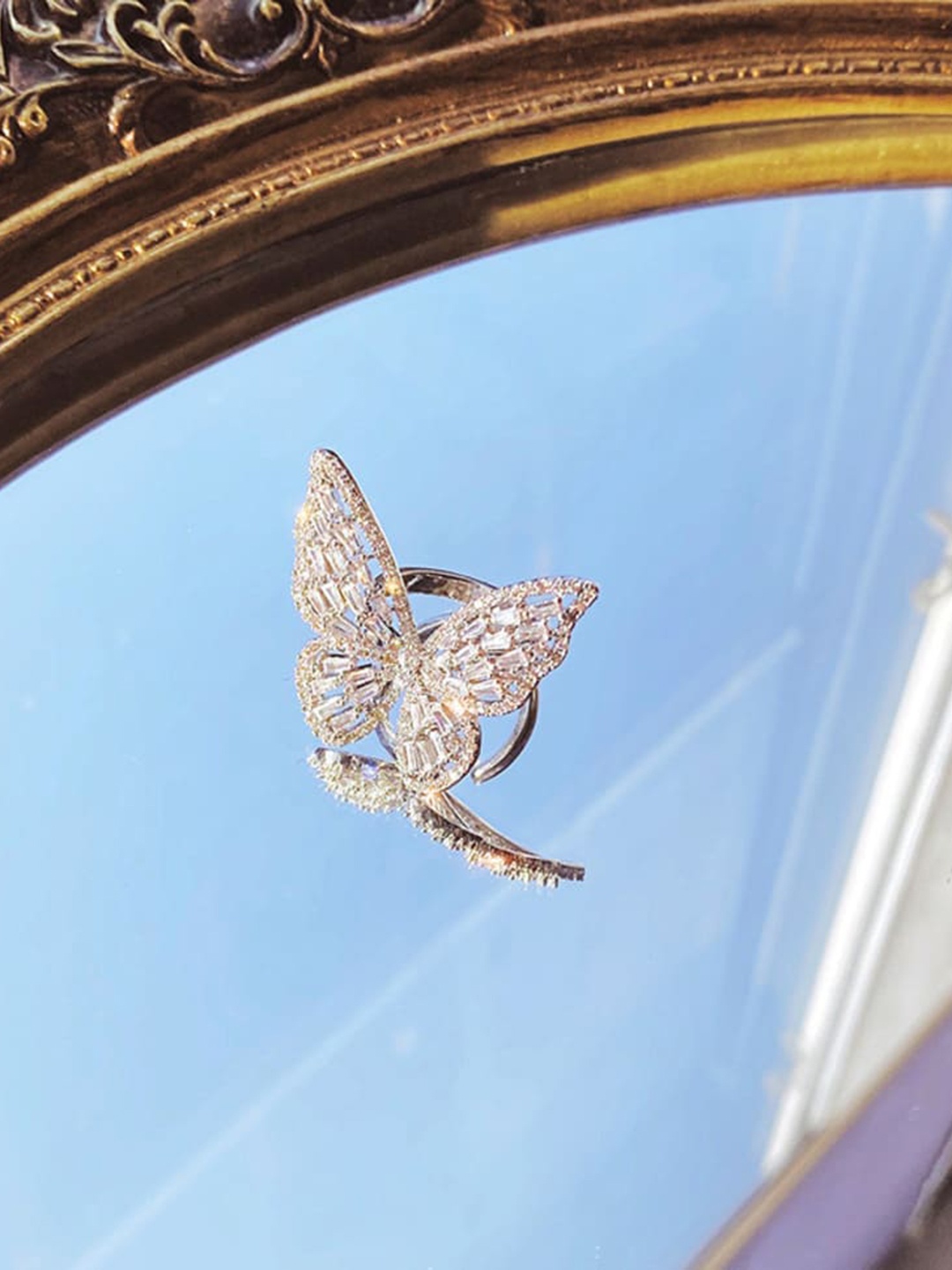 

Fashion Frill Gold-Plated White & Pink AD-Studded Adjustable Finger Ring