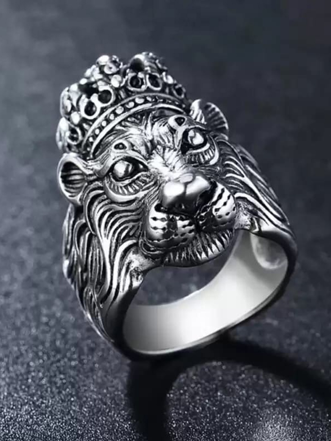 

Fashion Frill Men Silver Plated Stainless Steel Charming King Lion Ring