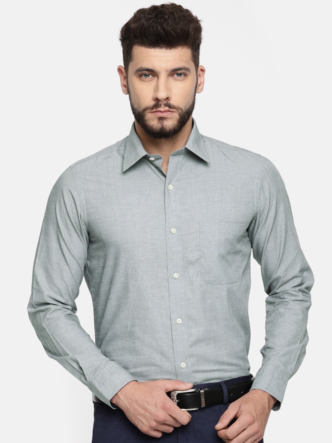 

Arrow Men Grey Regular Fit Self Design Formal Shirt