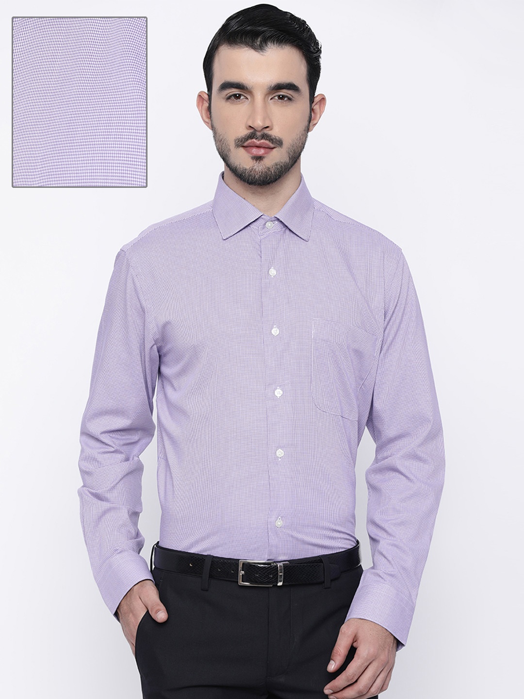 

Arrow Men Purple & White Regular Fit Checked Formal Shirt