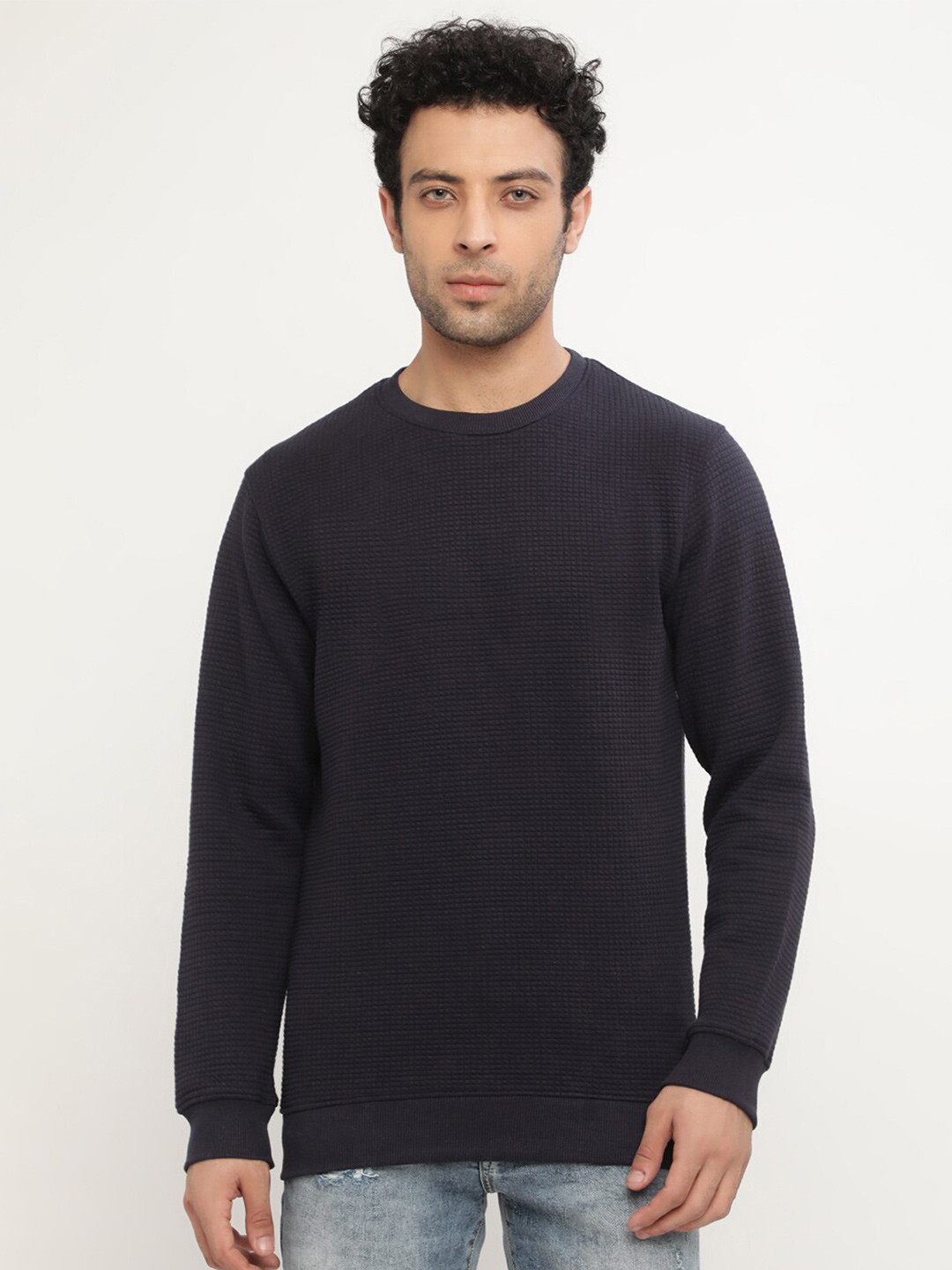 

Octave Men Plus Size Navy Blue Fleece Sweatshirt