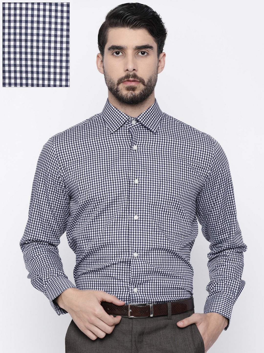 

Arrow Men Navy Blue & White Regular Fit Checked Formal Shirt